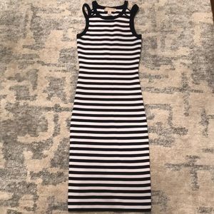 Michael Kors Navy/White striped body con dress